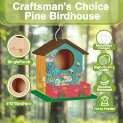 Thick&Thin bird-friendly design with feeding trough and perch.