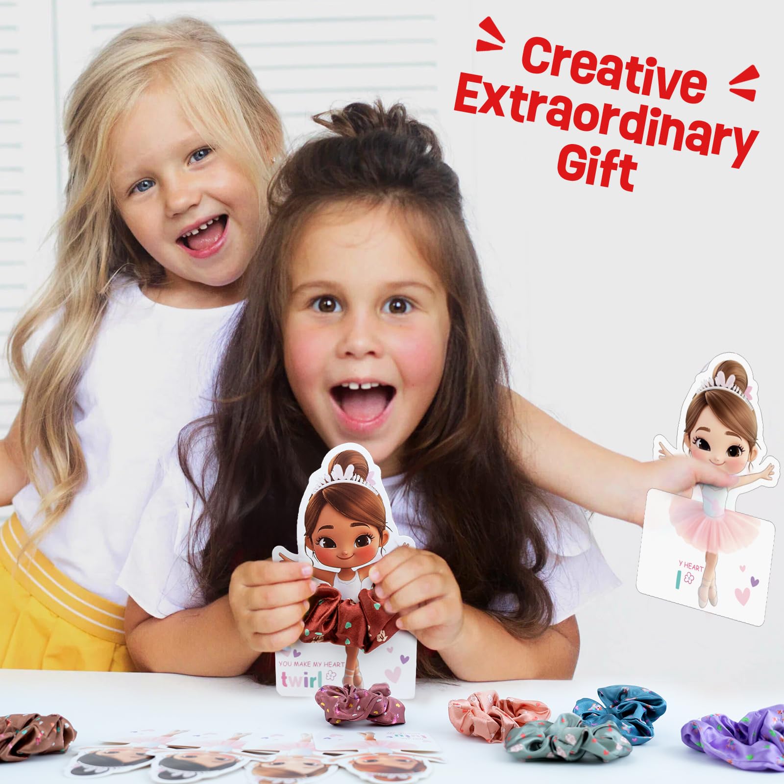 Thigreact satin scrunchies provide soft no-crease comfort for kids' hair.