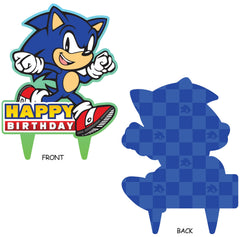 Think Green Fun Sonic Gamer cake topper back view with bold color