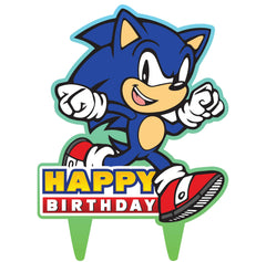 Think Green Fun Sonic Gamer cake topper front view with vibrant color