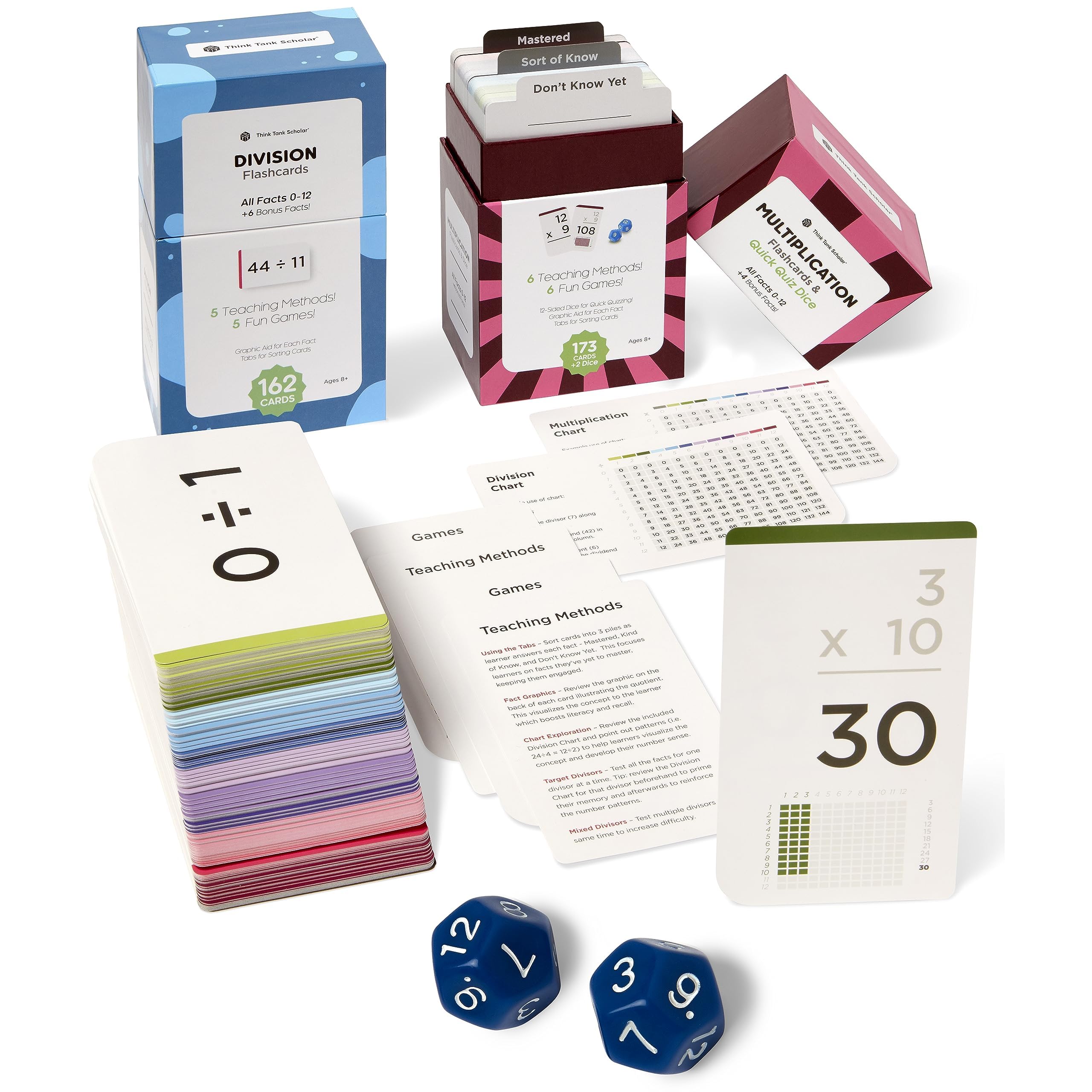 Think Tank Scholar 335 flash cards cover with bold visuals for quick math review.