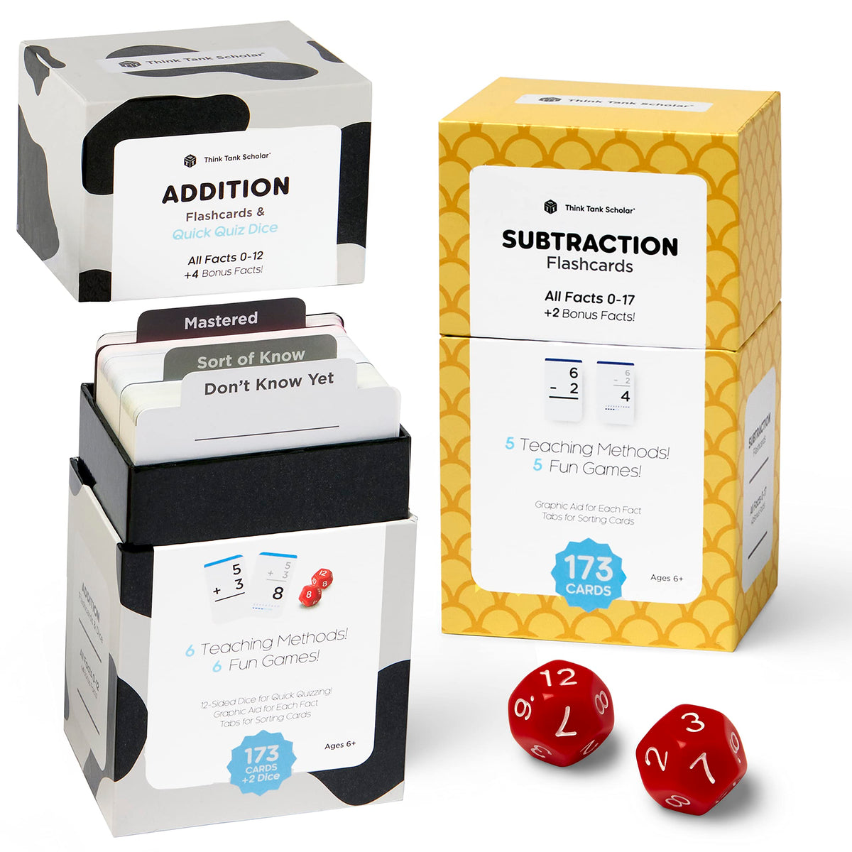 Think Tank Scholar 346 flash cards front view with color coded addends for focused practice