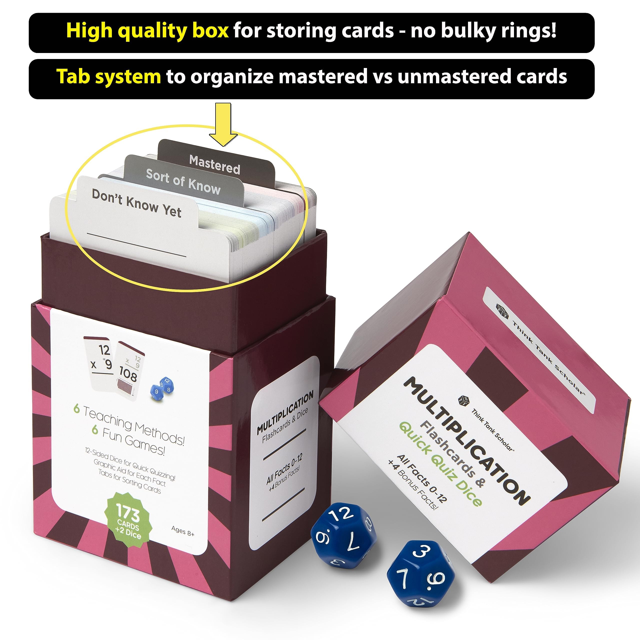 Think Tank Scholar color coded multiplicands and divisors aid targeted practice.