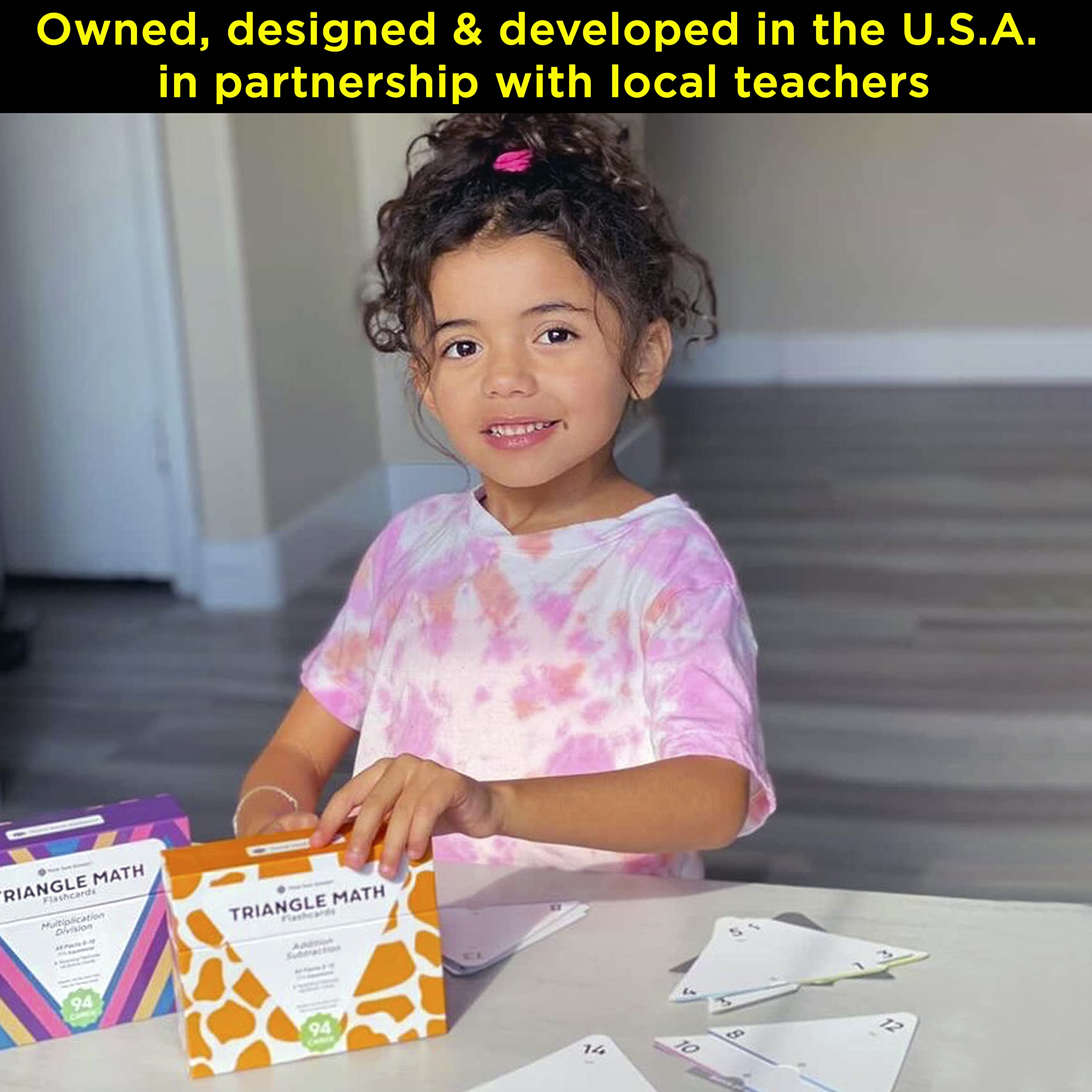 Think Tank Scholar triangle flash cards display solutions on back with color-coded cues.