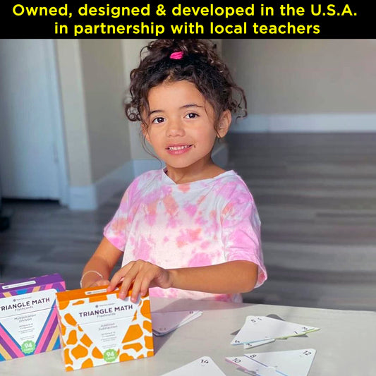Think Tank Scholar triangle flash cards display solutions on back with color-coded cues.