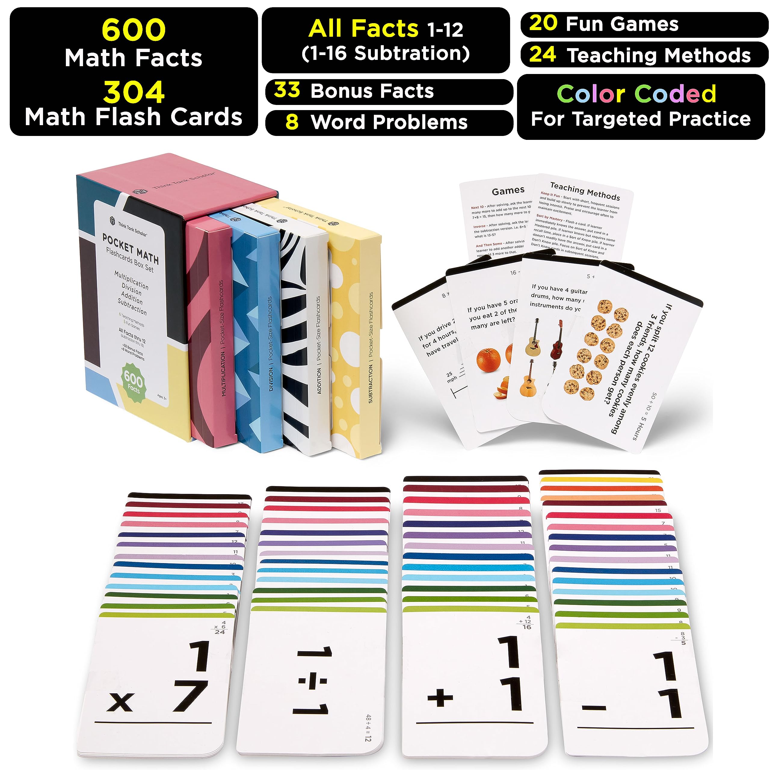 Think Tank Scholar two-sided cards show problems and solutions for quick feedback.