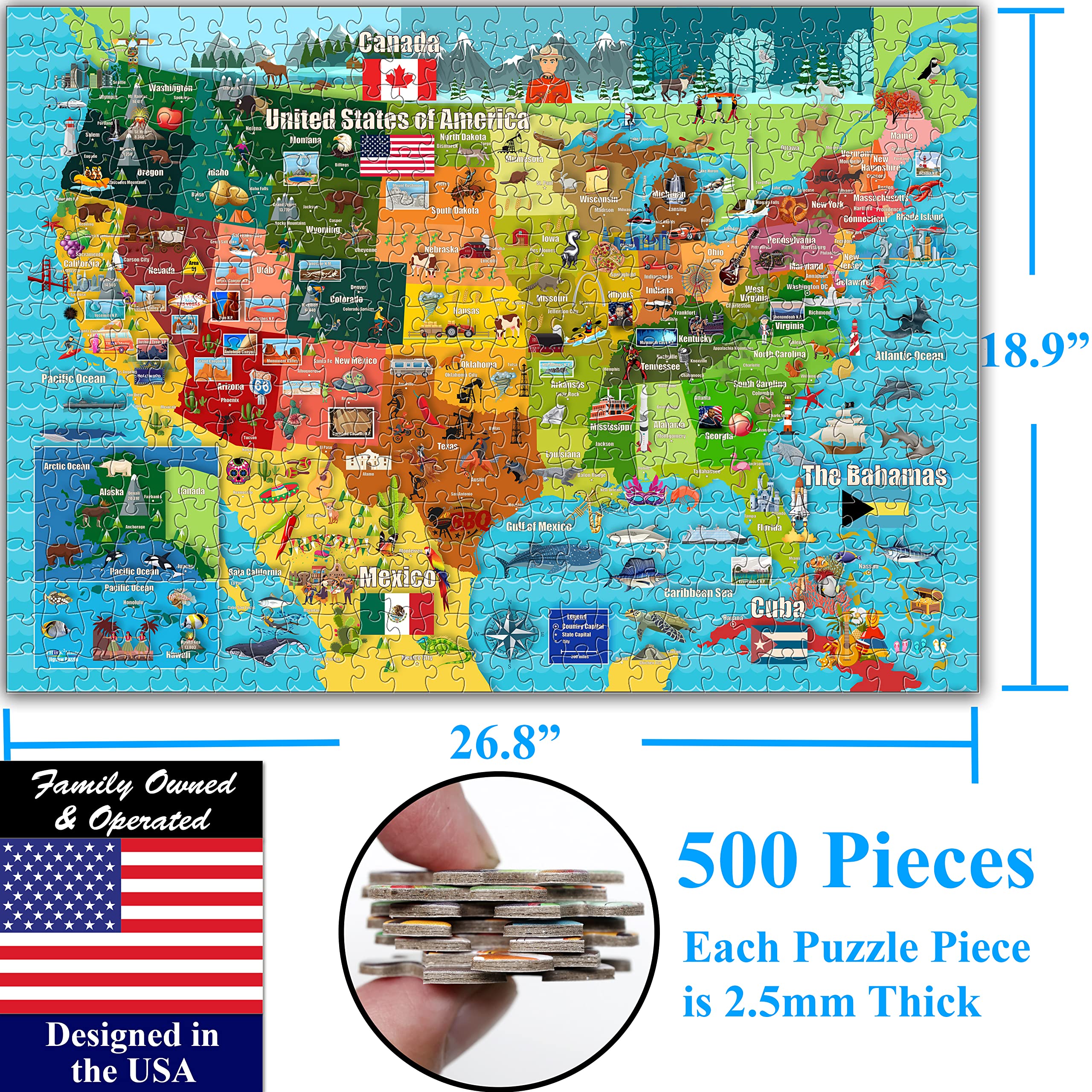 Think2Master USA map puzzle large-format—ideal for collaborative family activity.