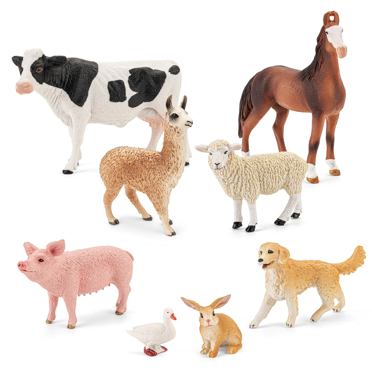 THINKBAY 8pcs farm animals set for imaginative pretend play and learning.