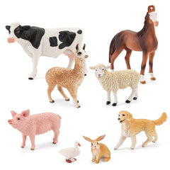 THINKBAY 8pcs farm animals set for imaginative pretend play and learning.