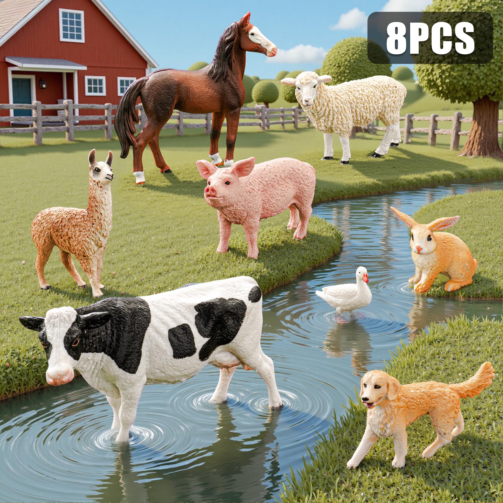 THINKBAY alpaca figurine for soft, colorful farm-inspired playtime.