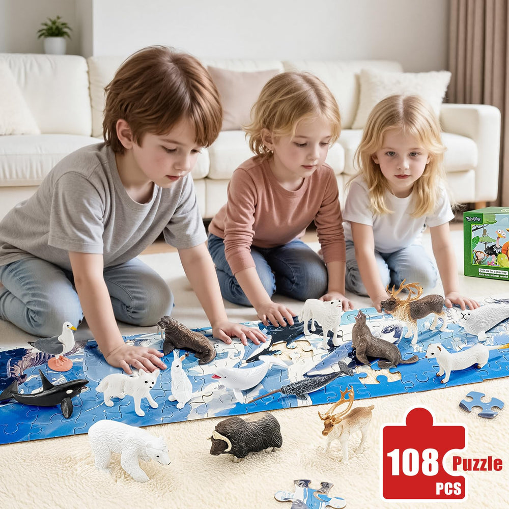 ThinkBAY Arctic fox figurine promotes storytelling and fine motor exploration.