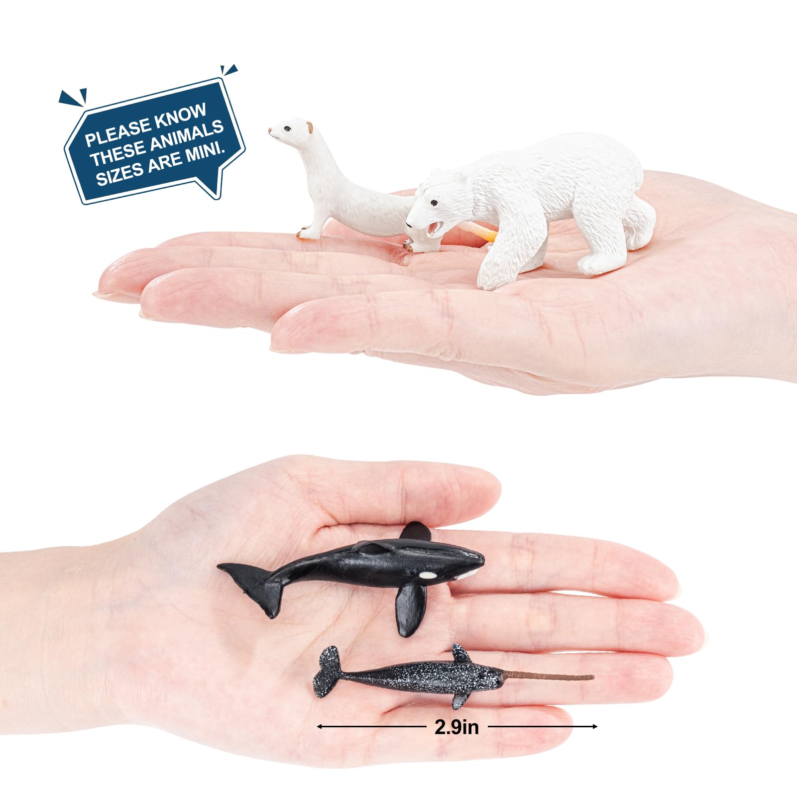 ThinkBay Arctic fox figurine with lifelike texture for realism.