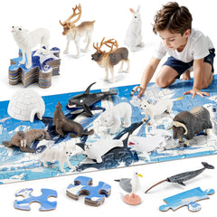 ThinkBAY Arctic hare figurine for imaginative play and animal familiarity.