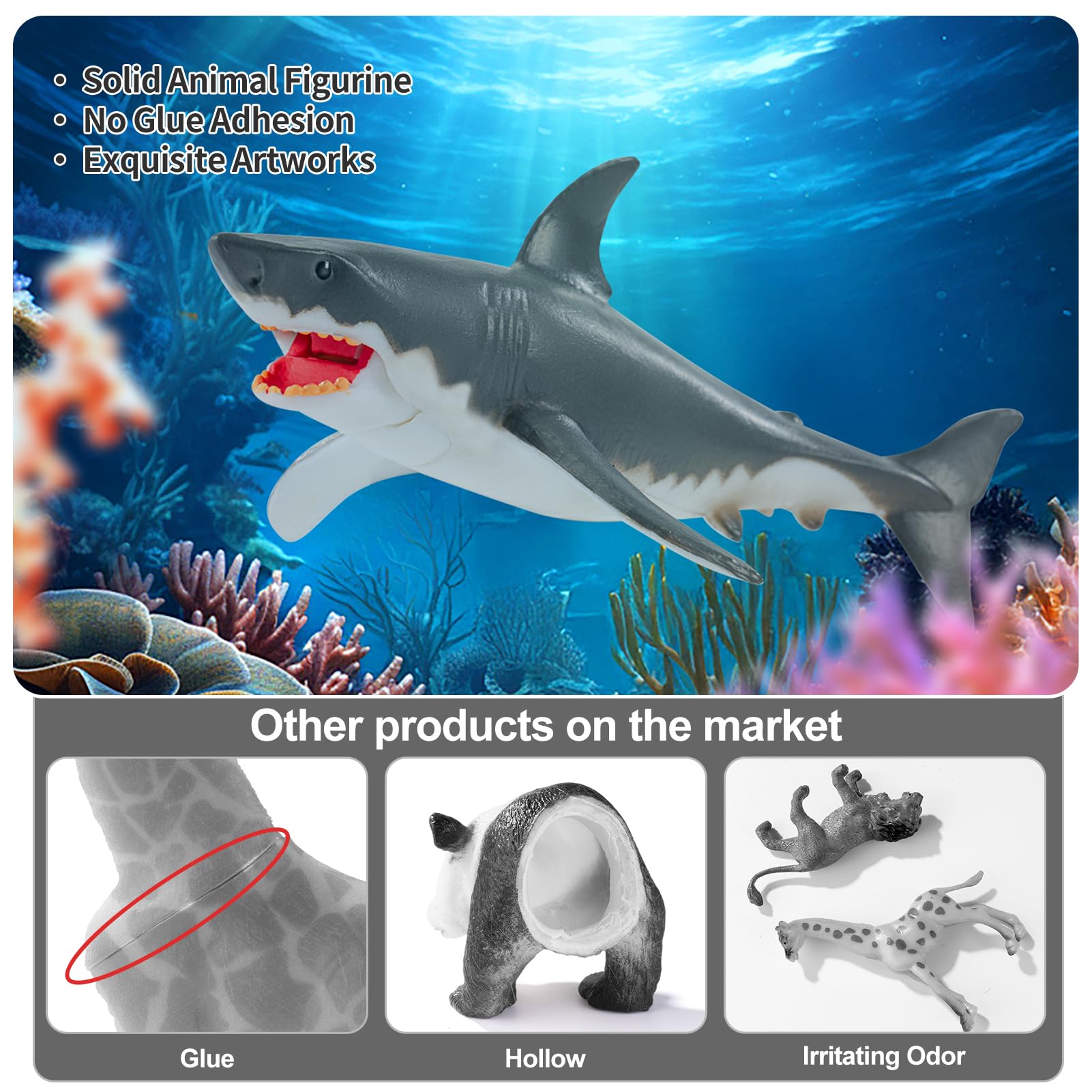 THINKBAY basking shark figurine with soft textures for shelf display.