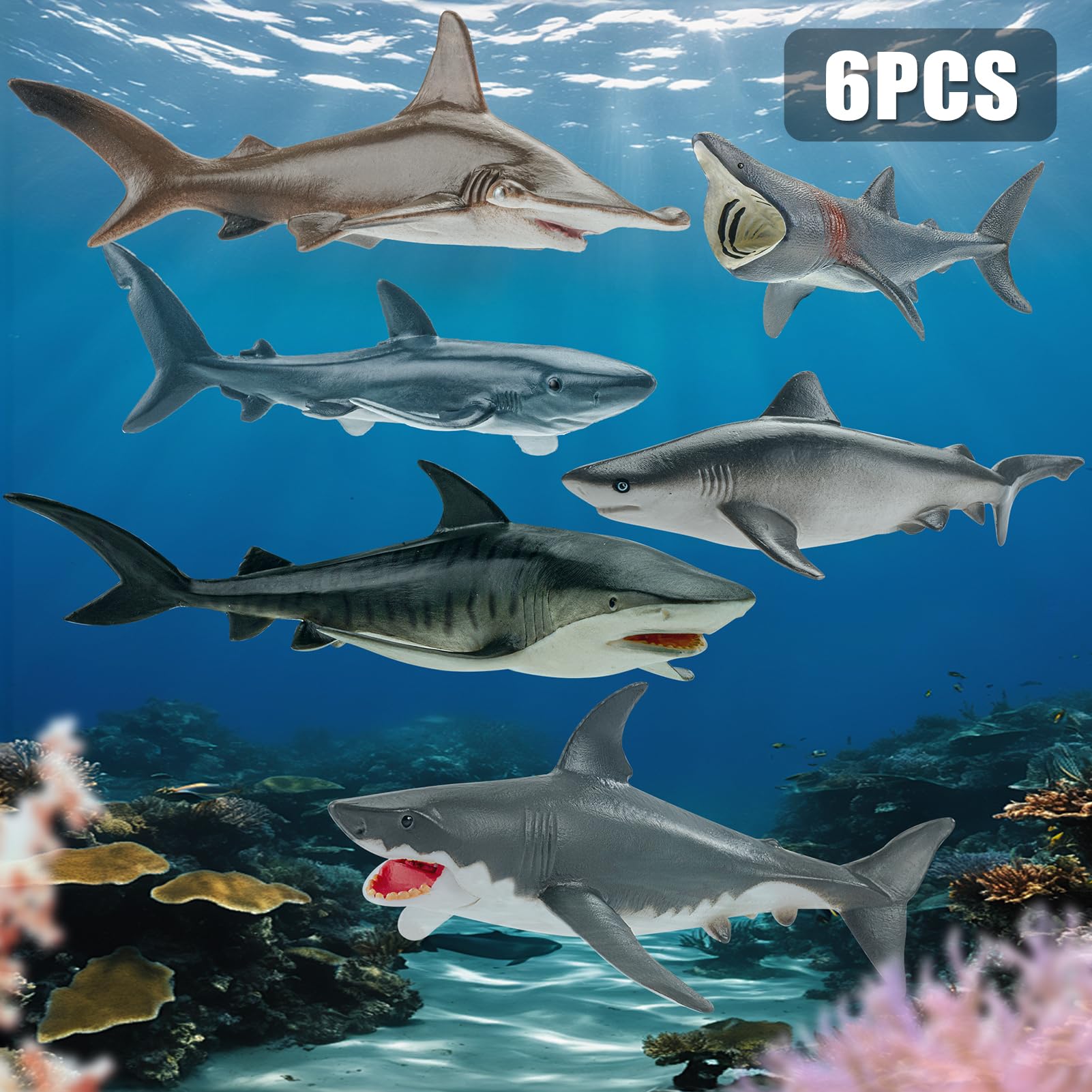 THINKBAY bull shark figurine enhances dramatic ocean scenes in décor.