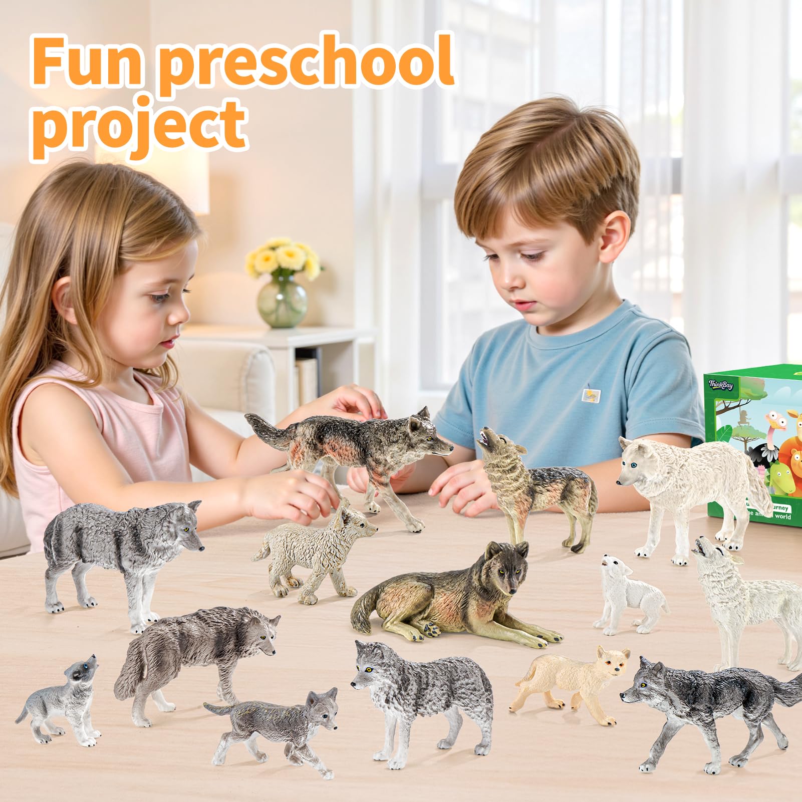 THINKBAY educational wolf playset supports creativity and storytelling during playtime.
