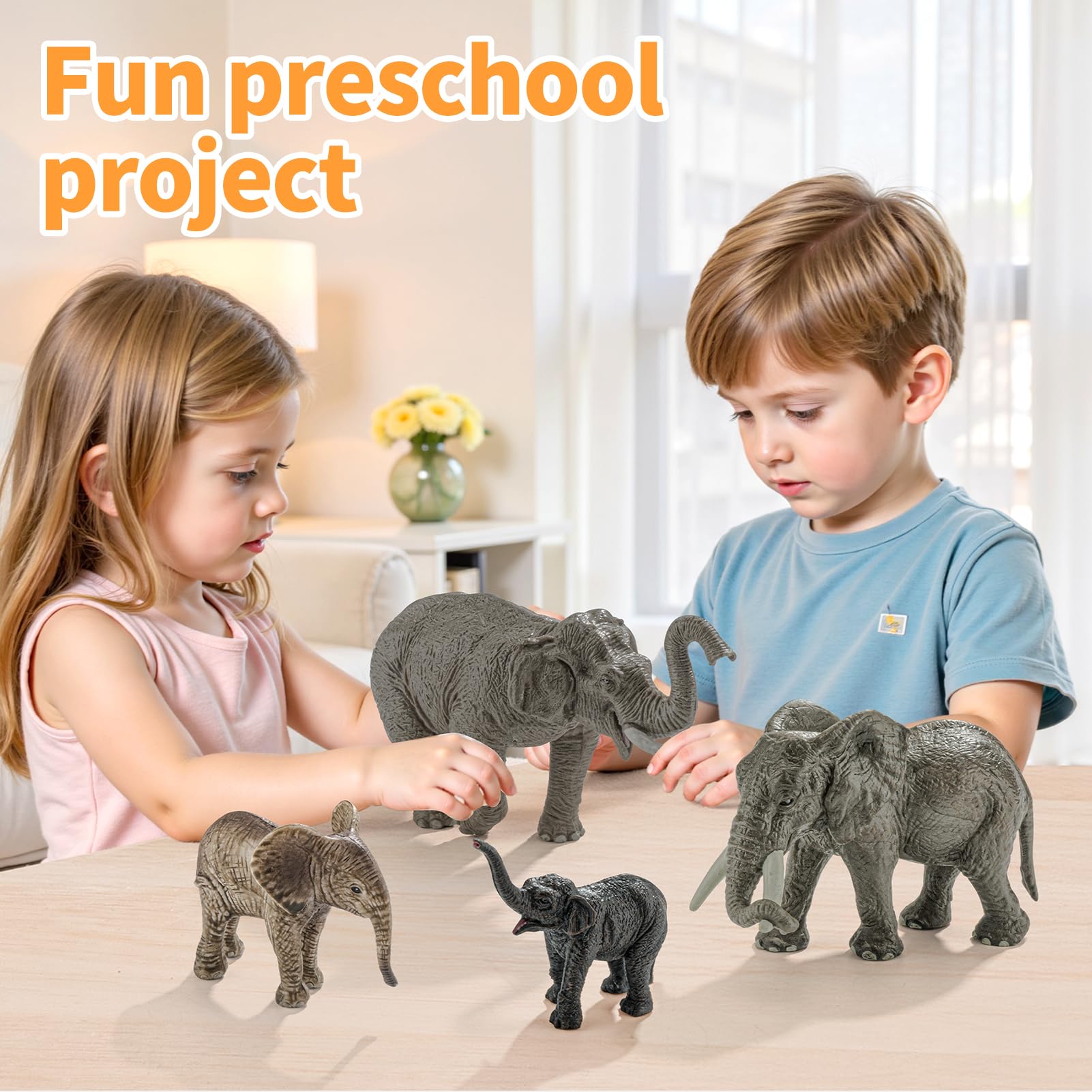 ThinkBAY elephants cubs figurine for cute storytelling and pretend play