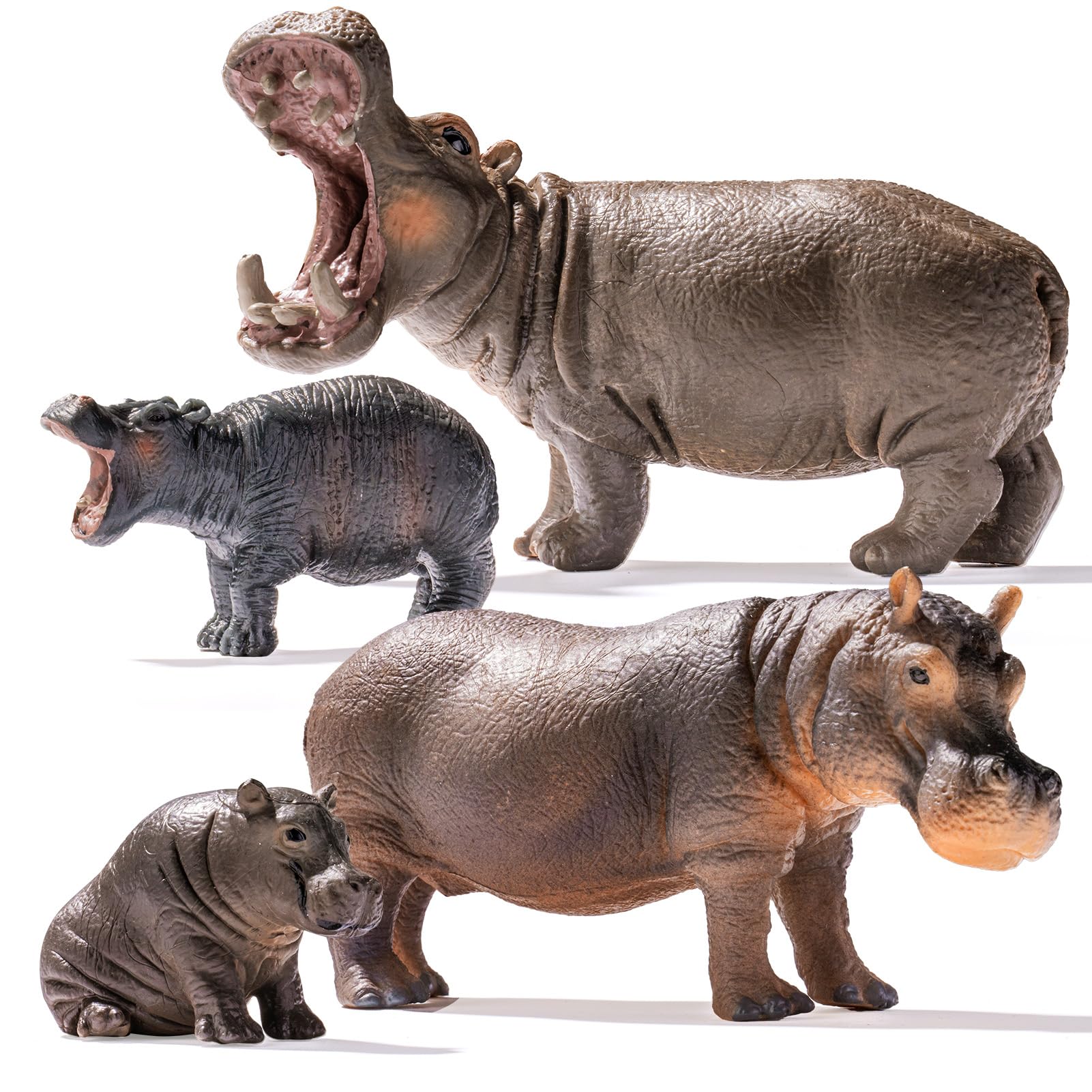THINKBAY hippo safari adult figures, front view, ideal for imaginative wildlife play