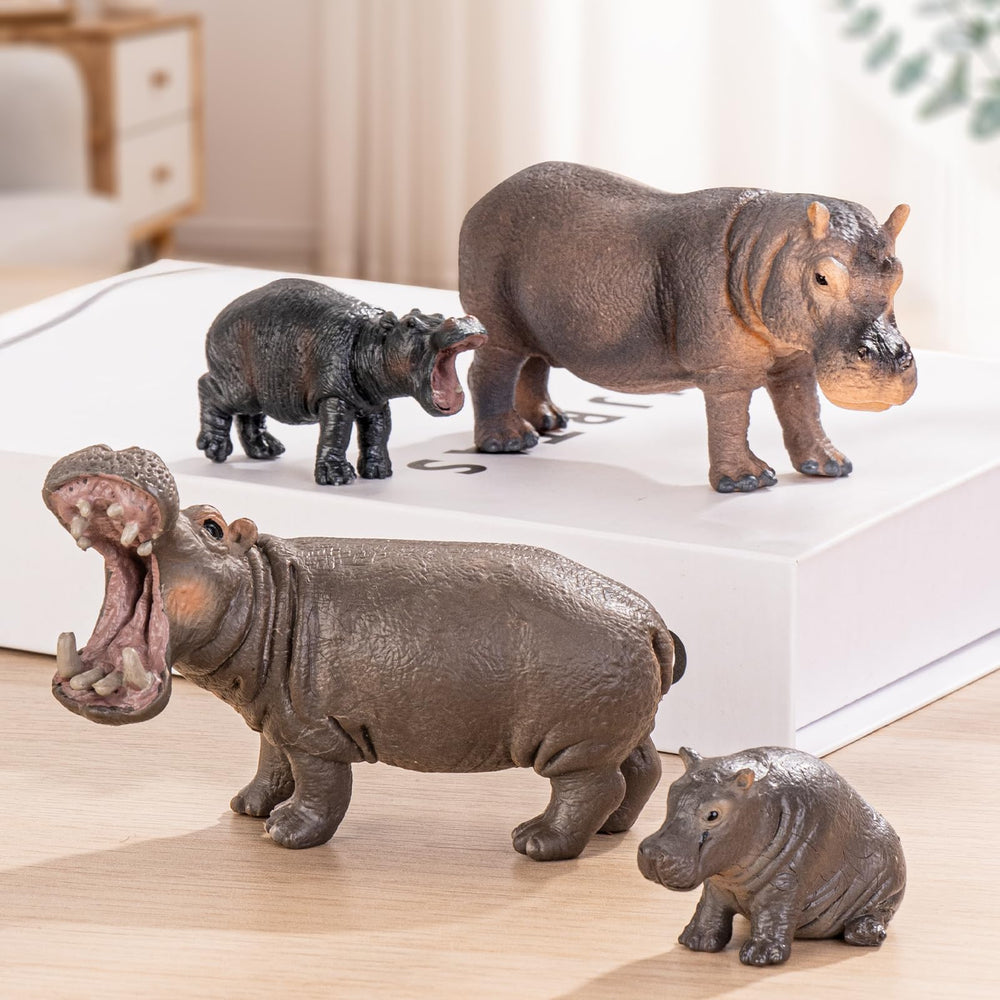 THINKBAY hippo safari figures, ideal as cake toppers for hippopotamus-themed parties