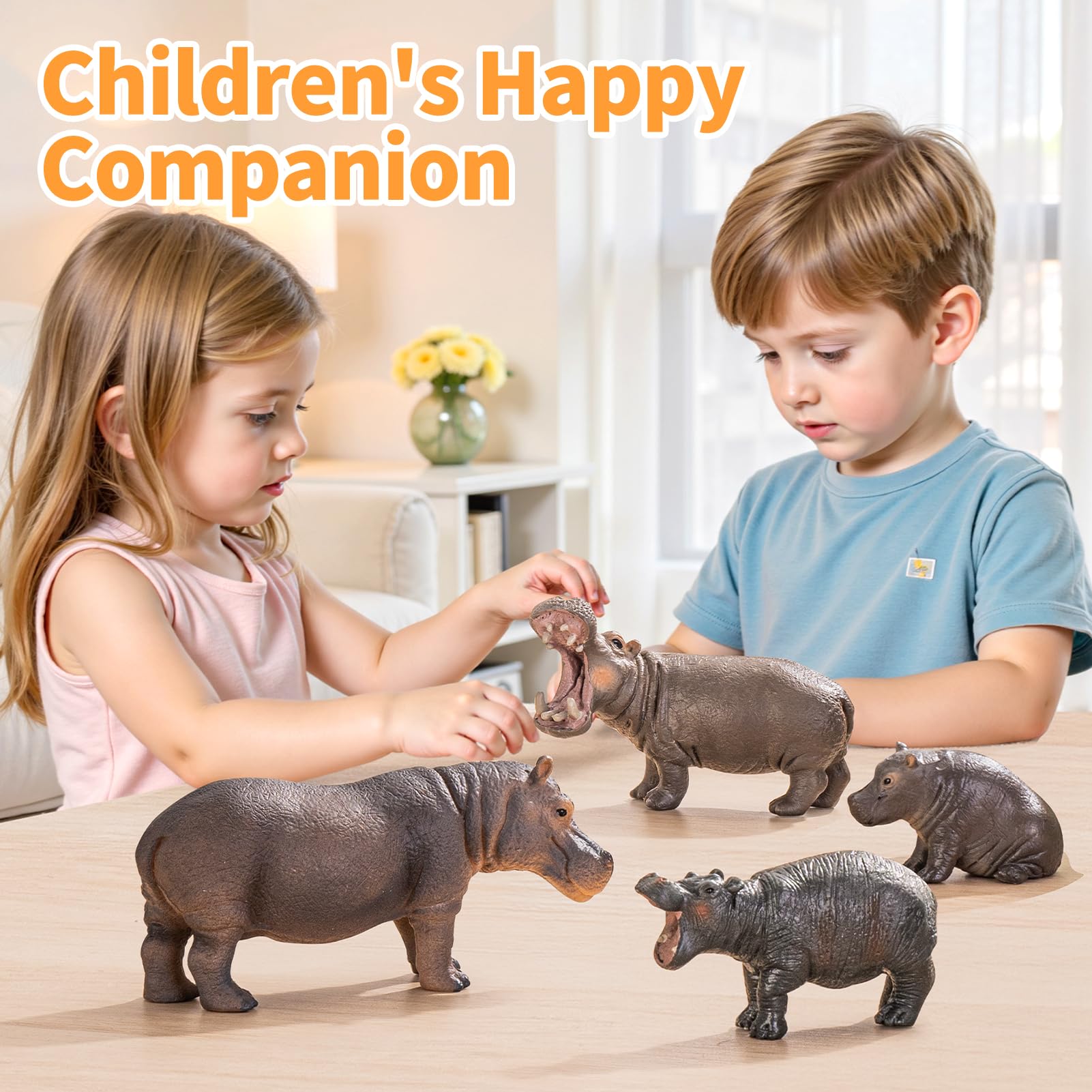 THINKBAY hippo safari figures, realistic textures and colors in detailed painting