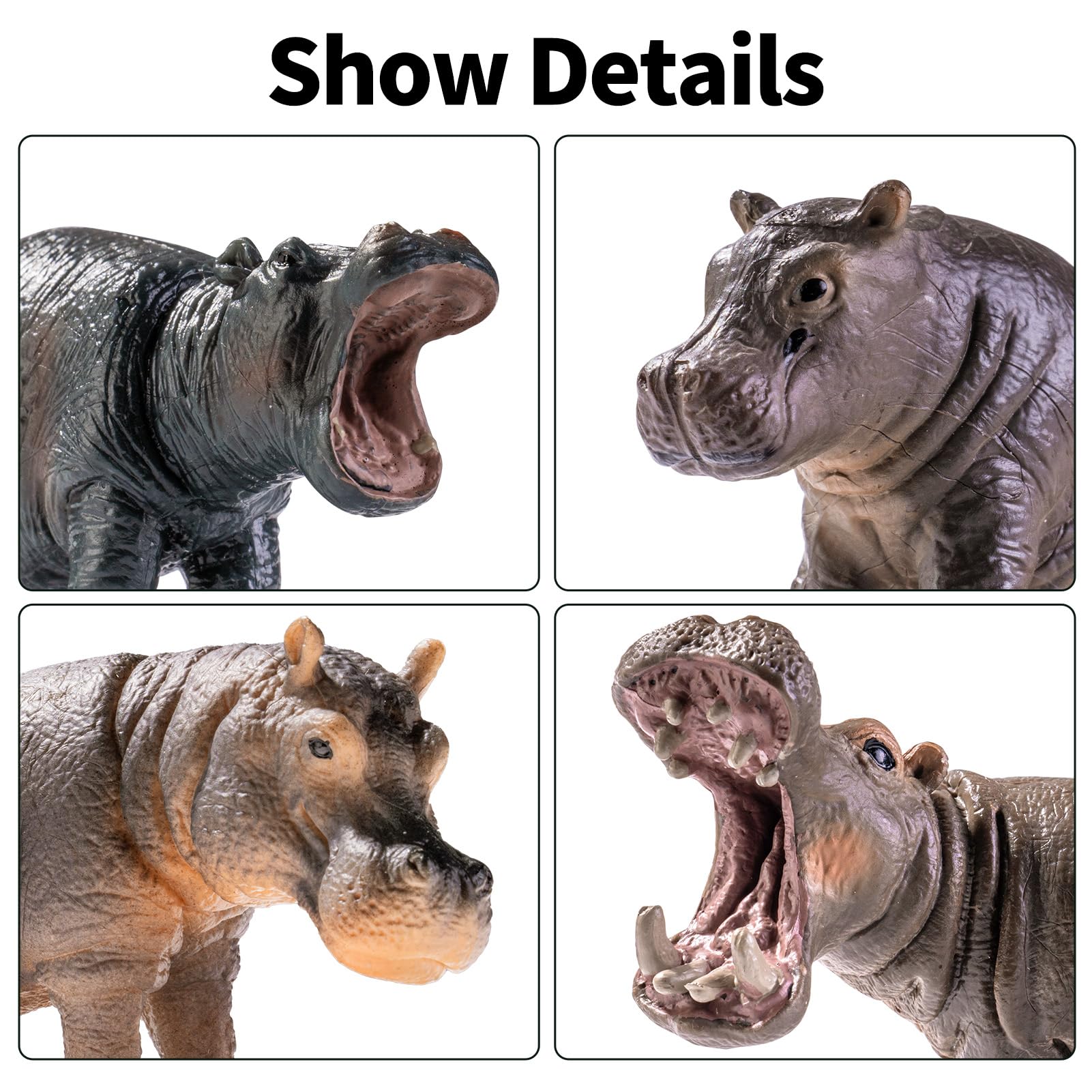 THINKBAY hippo safari four-figures set, upright stance for stable display