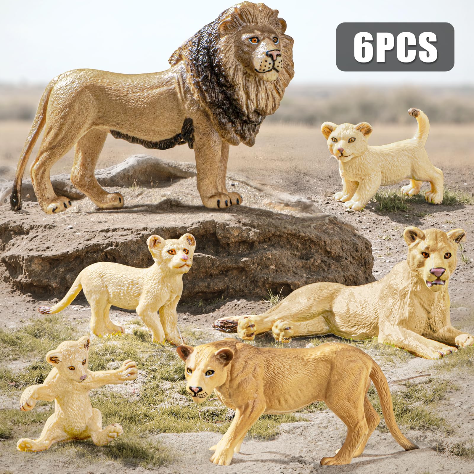 THINKBAY lion cub figures set for tiny explorers and imaginative adventures