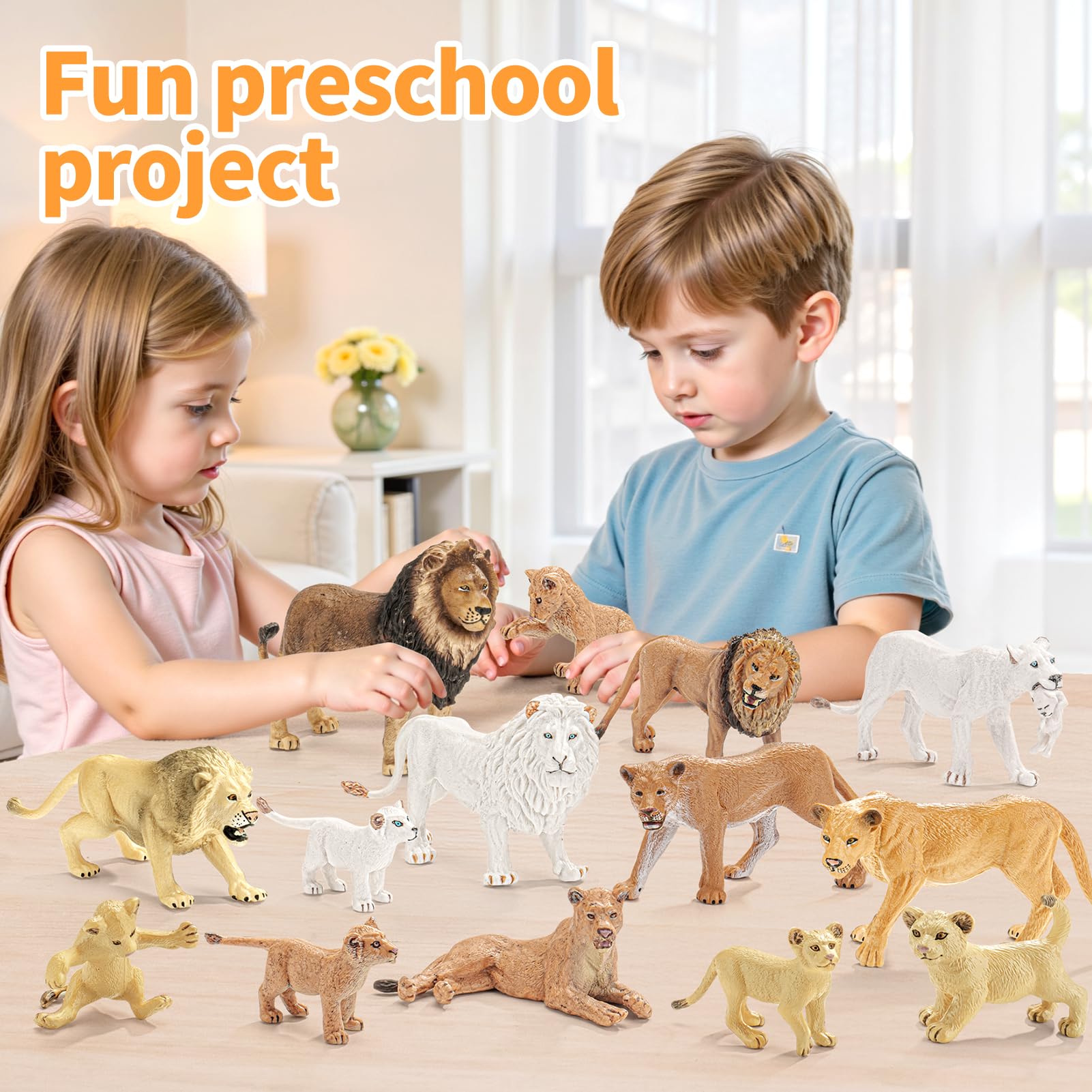 THINKBAY hand-painted lions highlight realistic details for tactile pretend play