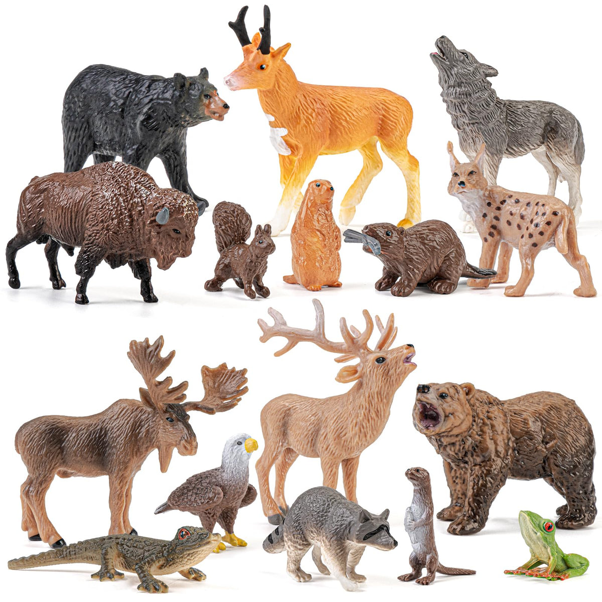 THINKBAY brown bear figurine with lifelike fur for imaginative play