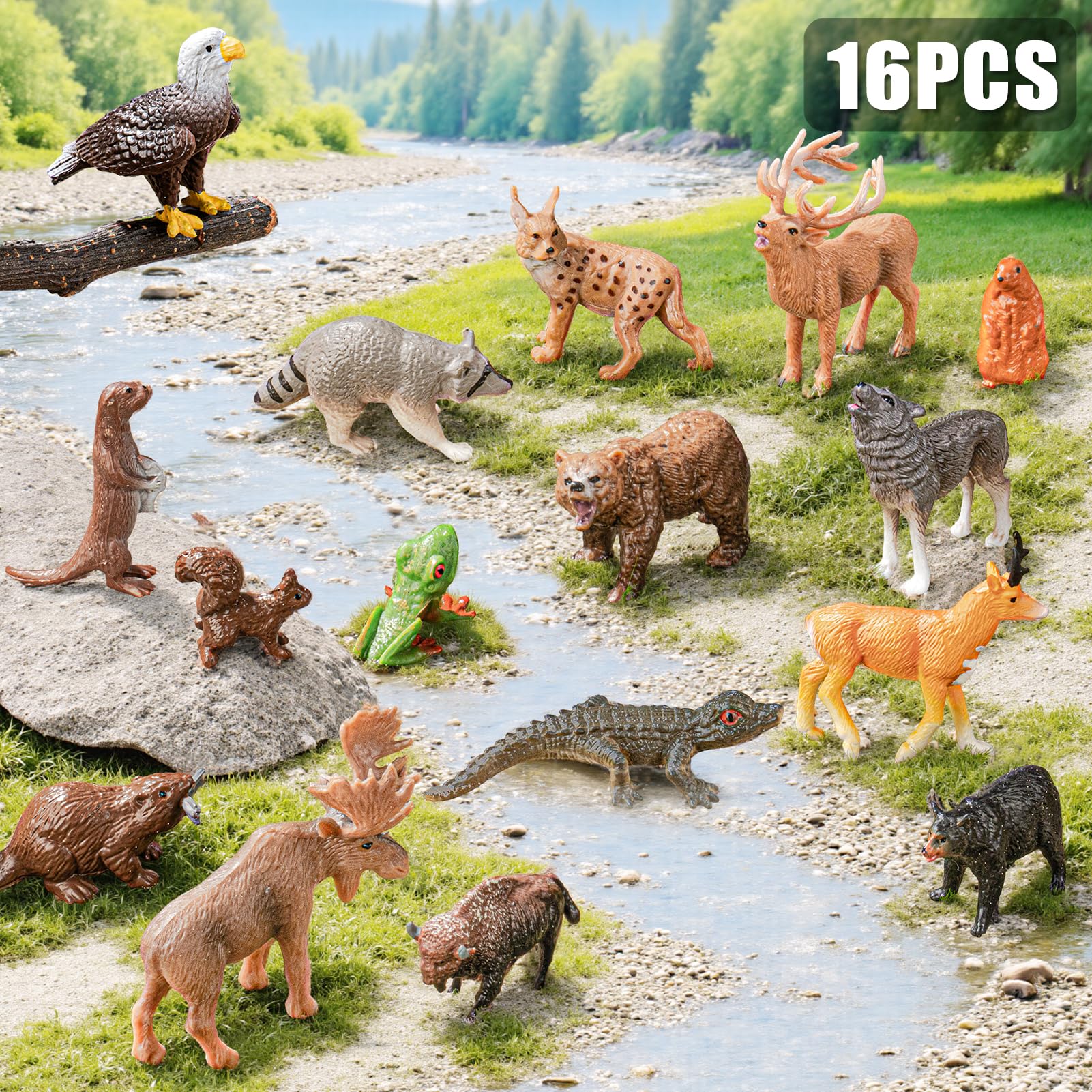 THINKBAY bison figurine in vivid colors for exploration