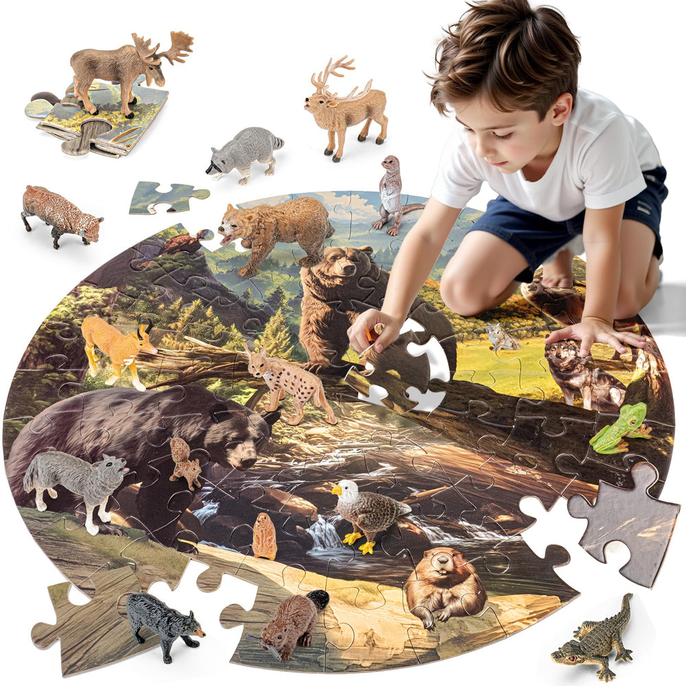 THINKBAY brown bear figurine with realistic textures for imaginative play