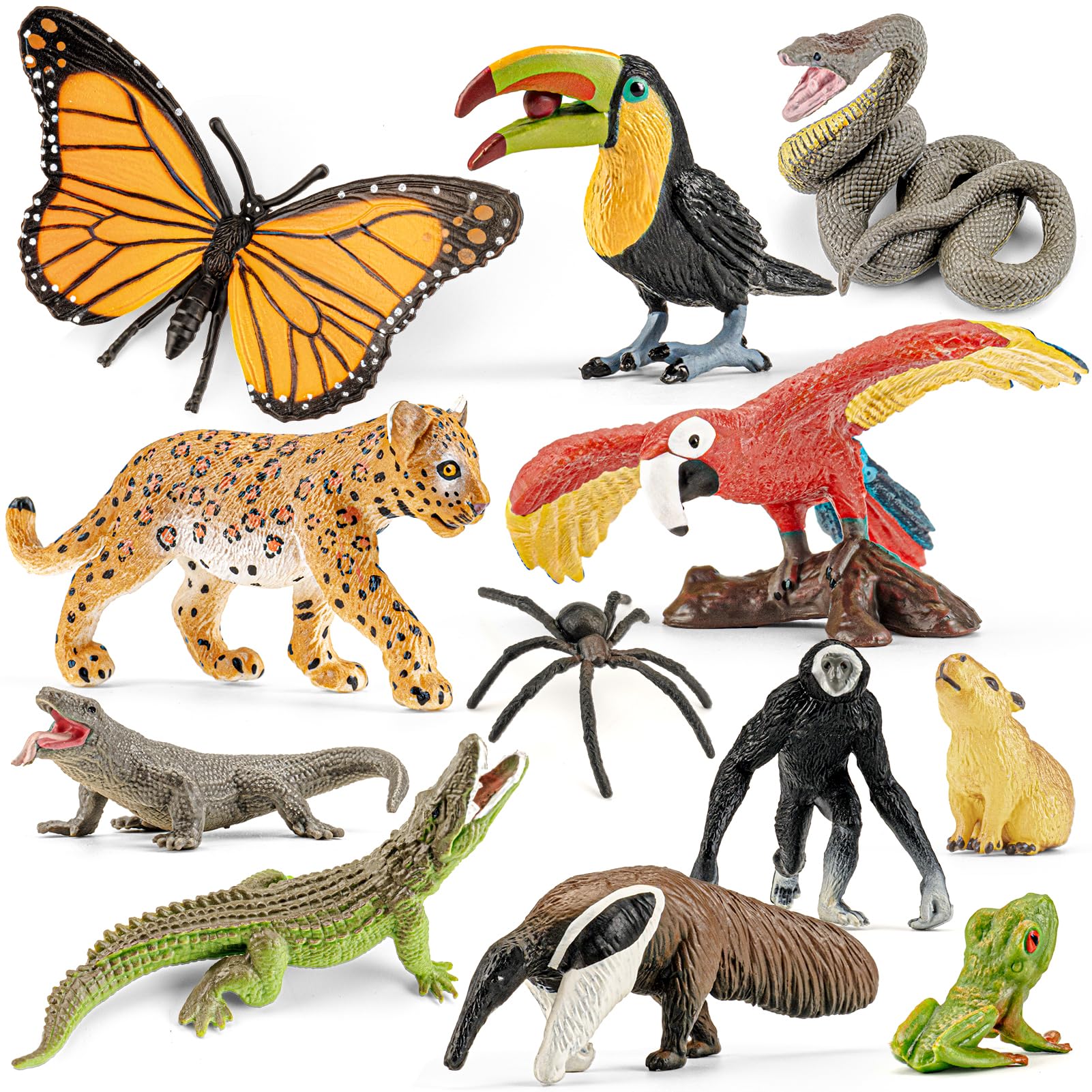 ThinkBay rainforest macaw figure for imaginative play and vivid diorama displays.