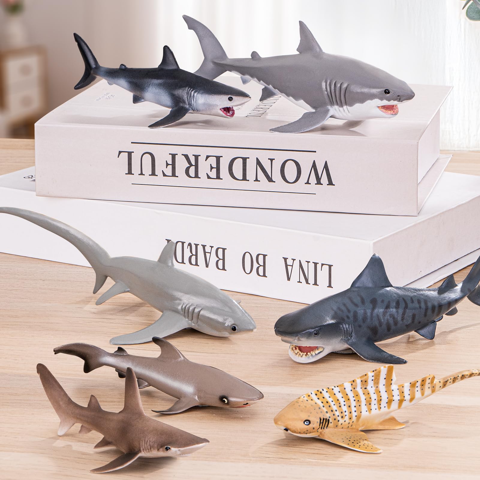 THINKBAY Spotted Shark figurine sparks storytelling and decorative cake toppers.