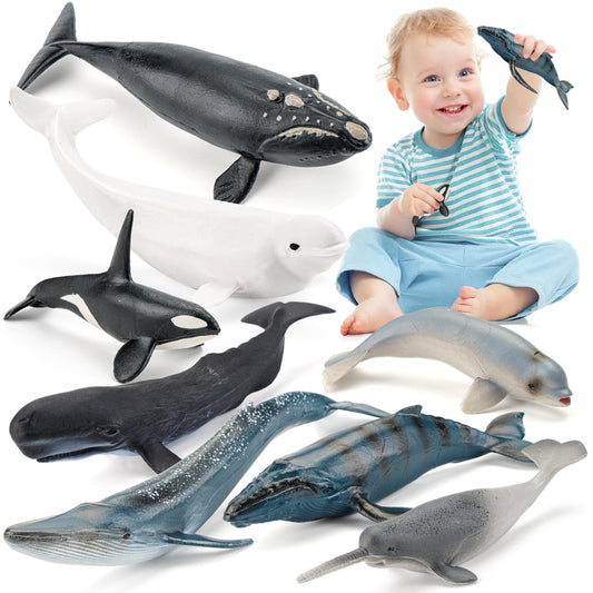 THINKBAY blue whale figurine for imaginative play and classroom decor.