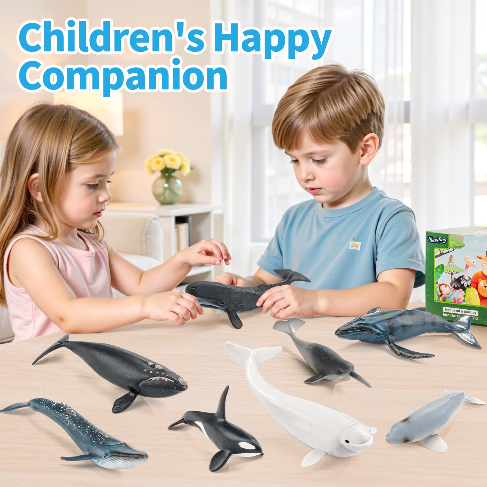 THINKBAY north atlantic right whale figurine aids marine education displays.