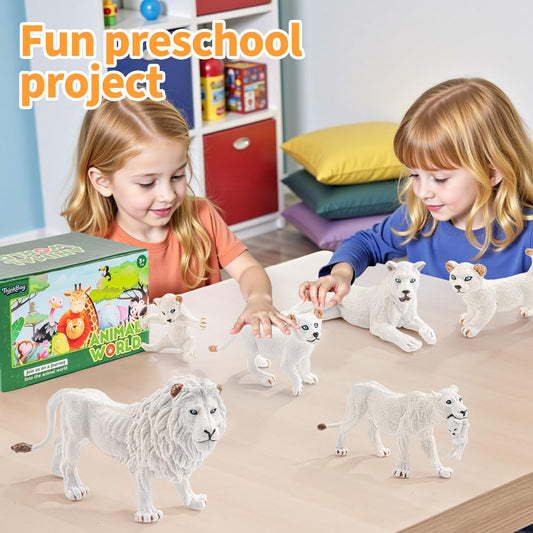 THINKBAY white lioness figurine with realistic pose for storytelling