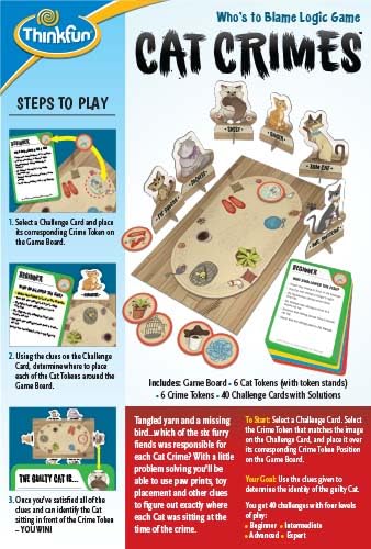 ThinkFun Cat Crimes artwork featuring playful cats and clever humor.