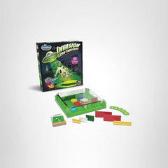 ThinkFun Invasion of the Cow Snatchers challenge cards guiding progressive difficulty.