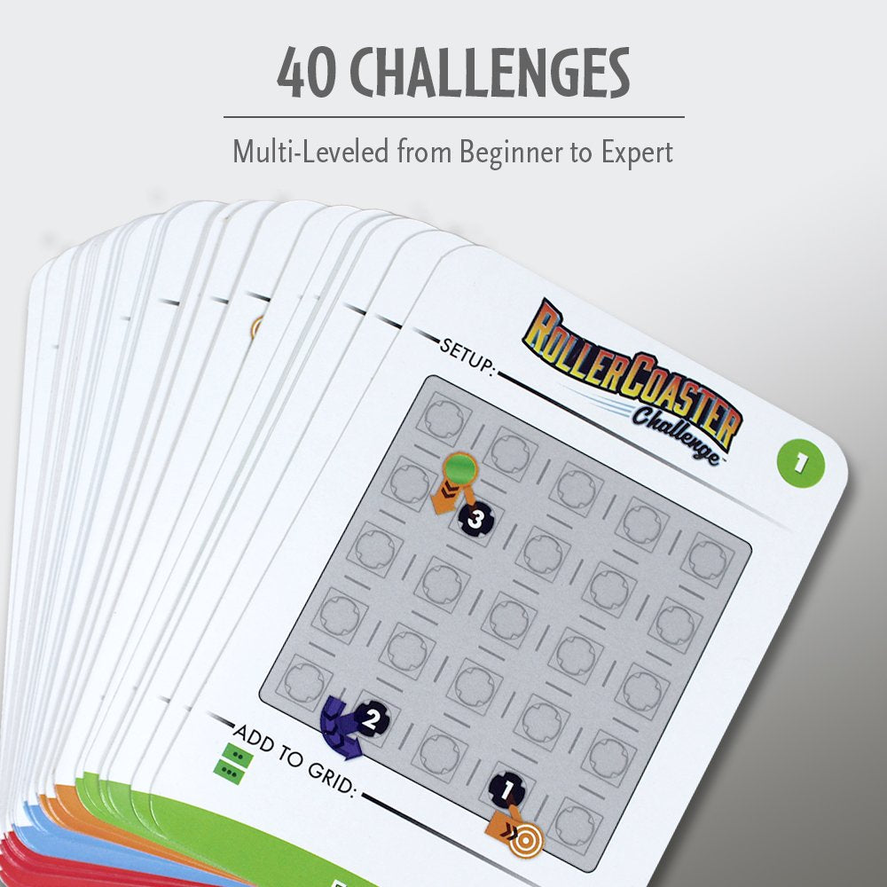 ThinkFun Roller Coaster Challenge game board ready for strategic planning.