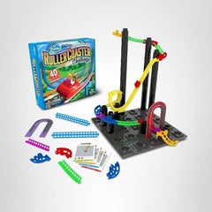 ThinkFun Roller Coaster Challenge play area set for family game night.