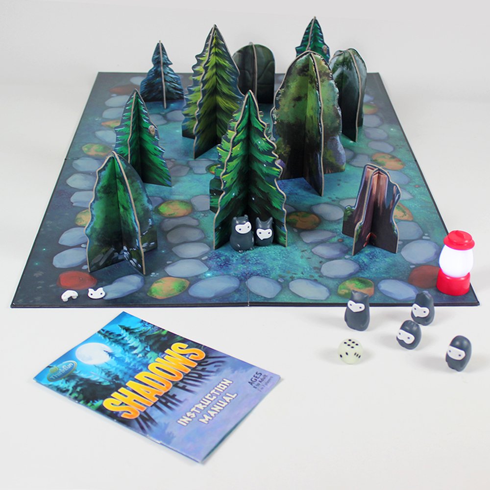 ThinkFun Shadows in the Forest glow-in-the-dark die adds unpredictable twists to the hunt.