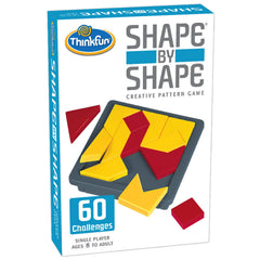 ThinkFun Shape by Shape pieces and drawer for organized, quick setup.