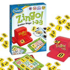 ThinkFun Zingo 1-2-3 game box showing award-winning learning fun with counting and word recognition