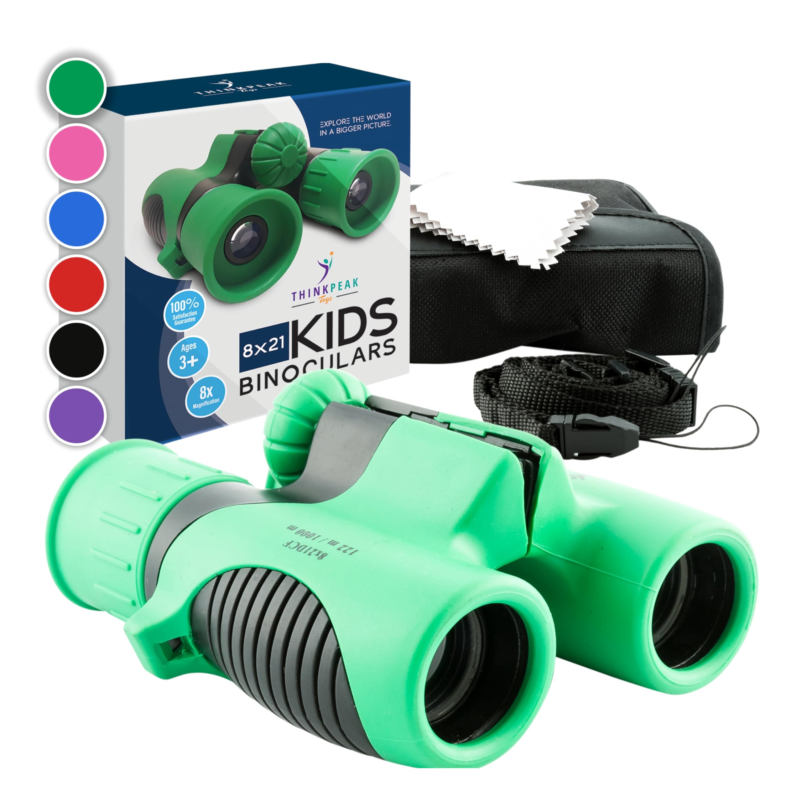 Think Peak binoculars for kids in front-view pose, ideal for early bird watching and outdoor learning.