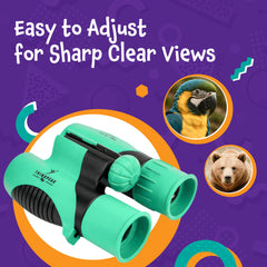Think Peak binoculars lens closeup highlights clear glass and durable build for young observers.