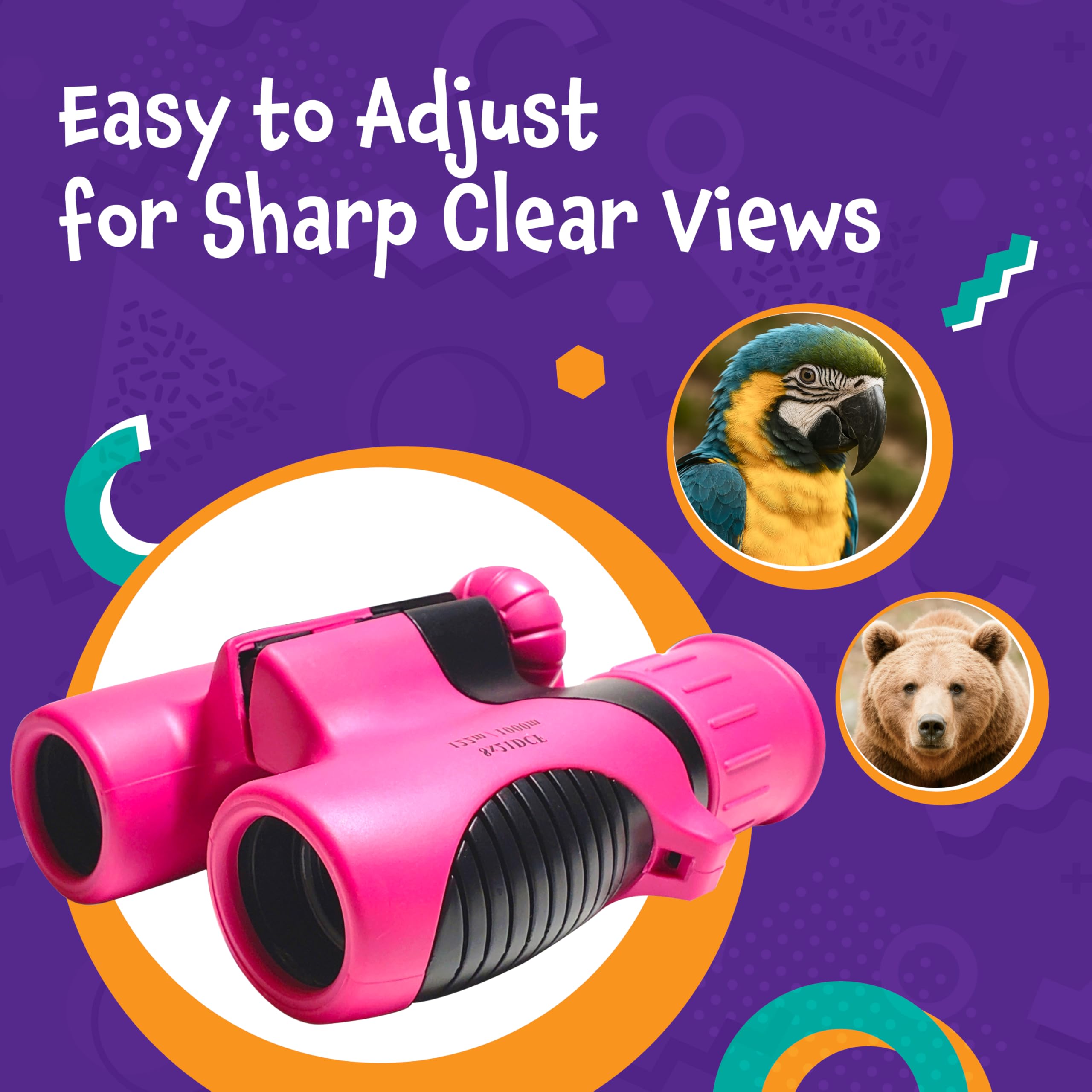 Think Peak Pink Binoculars in carrying case for organized travel and storage.