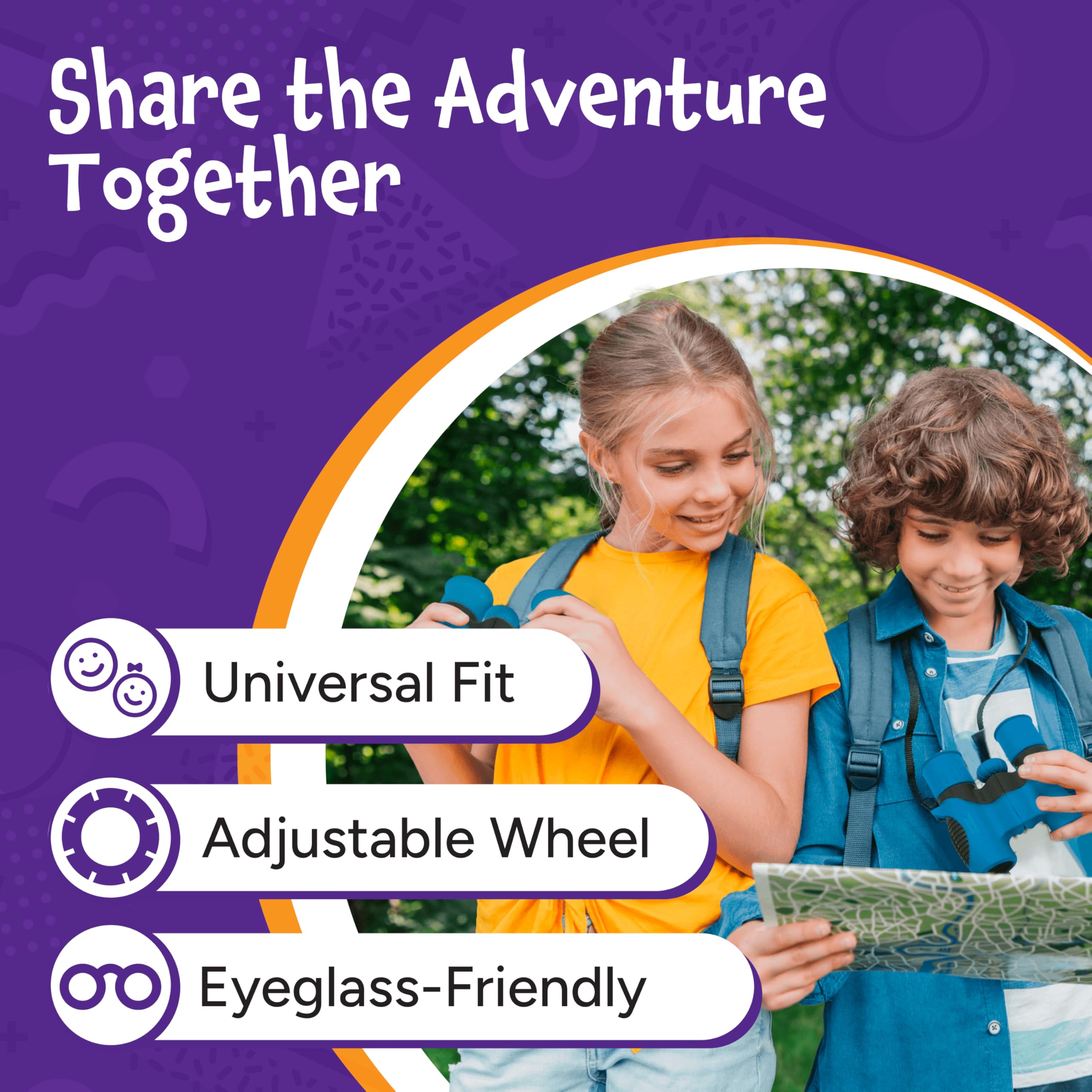 Think Peak Purple Binoculars included case and adjustable strap for easy transport.
