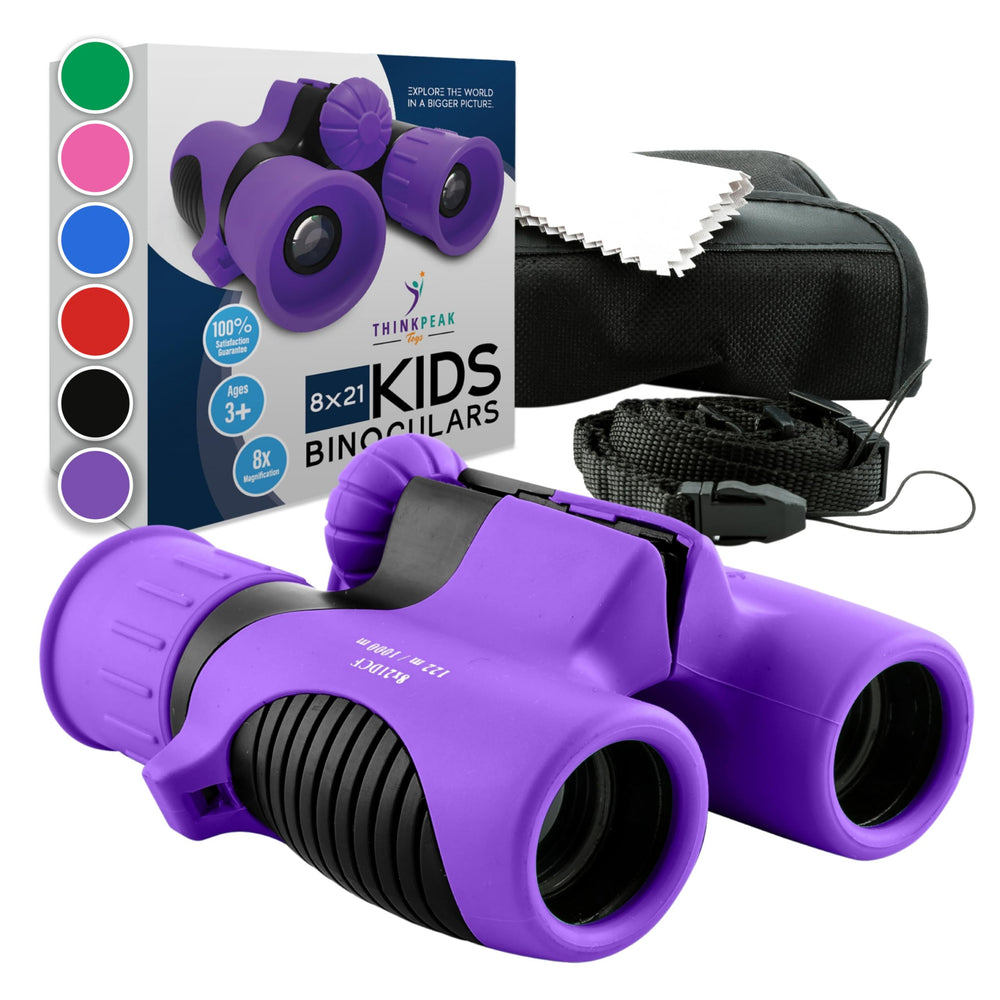 Think Peak Purple Binoculars front view for outdoor exploration with kid-friendly design.