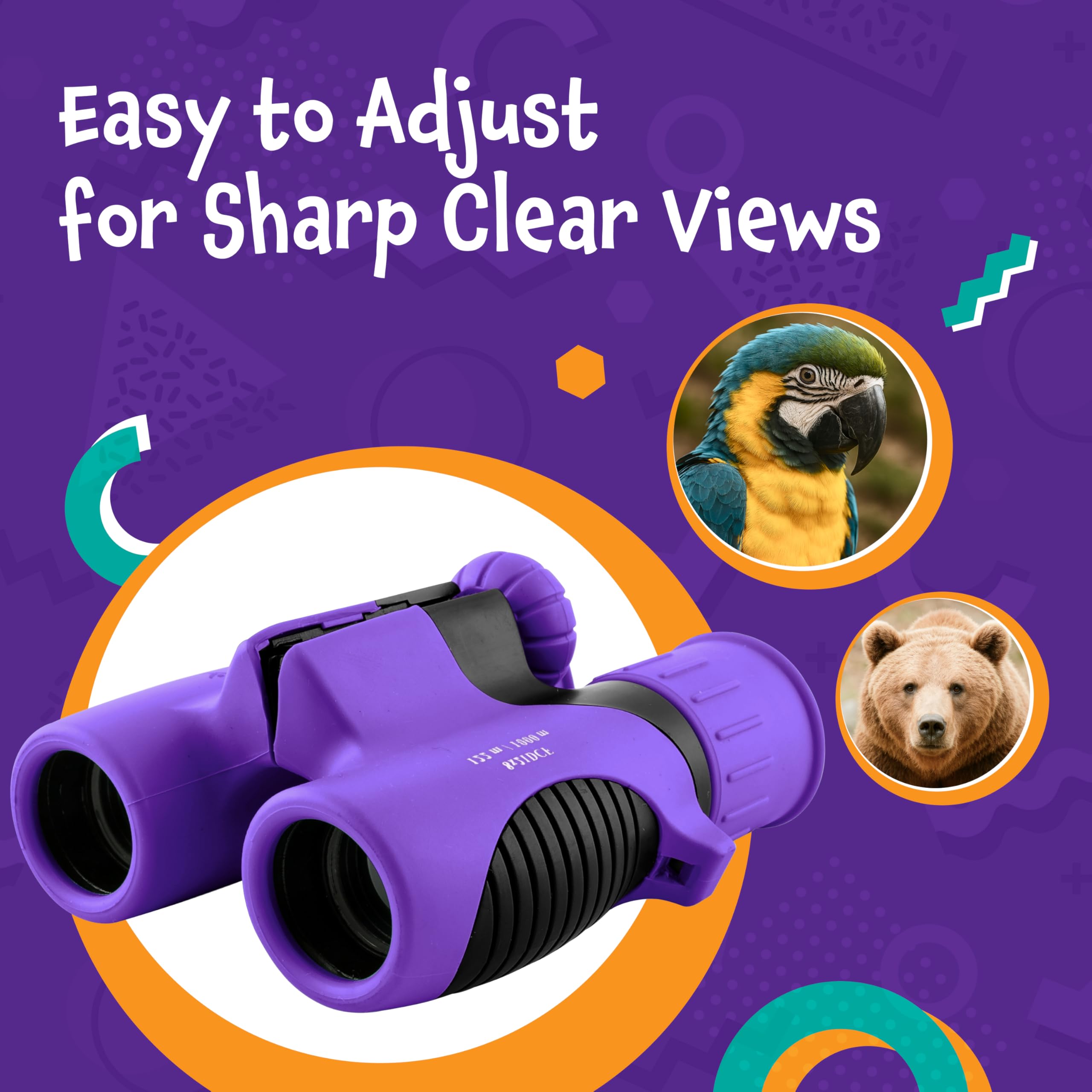 Think Peak Purple Binoculars kids holding highlight portable design for backyard adventures.