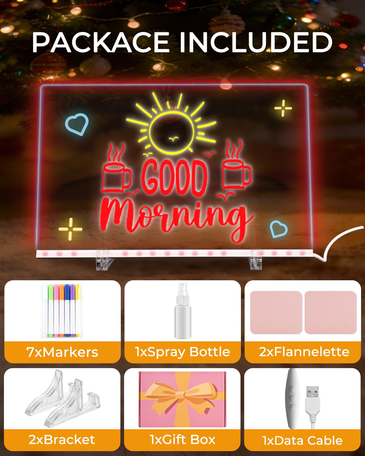 THKAILAR Lumi LED drawing board gift-set packaging highlighting all included items