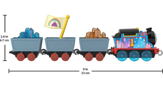 Thomas & Friends diecast crystal cargo car attached to a push-along engine.